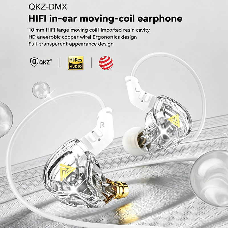 หูฟังอินเอียร์แบบมีสายคุณภาพสูง QKZ AK6 DMX พร้อมระบบตัดเสียงรบกวนและไมโครโฟน