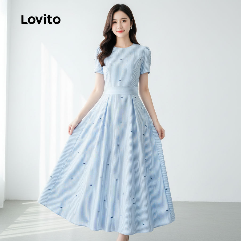 Lovito สง่างาม ชุดเดรสลําลองผู้หญิงสําหรับฤดูใบไม้ผลิฤดูร้อน LK2ED781