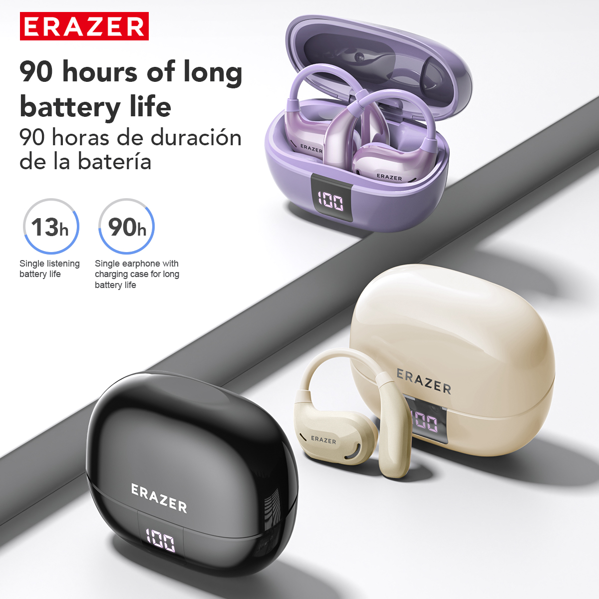 ERAZER XT66 PRO หูฟัง AI สมาร์ทการแปลแบบเรียลไทม์เพลงไฮไฟหูฟังบลูทูธแบตเตอรี่ยาวนานชุดหูฟังสบายเสียง