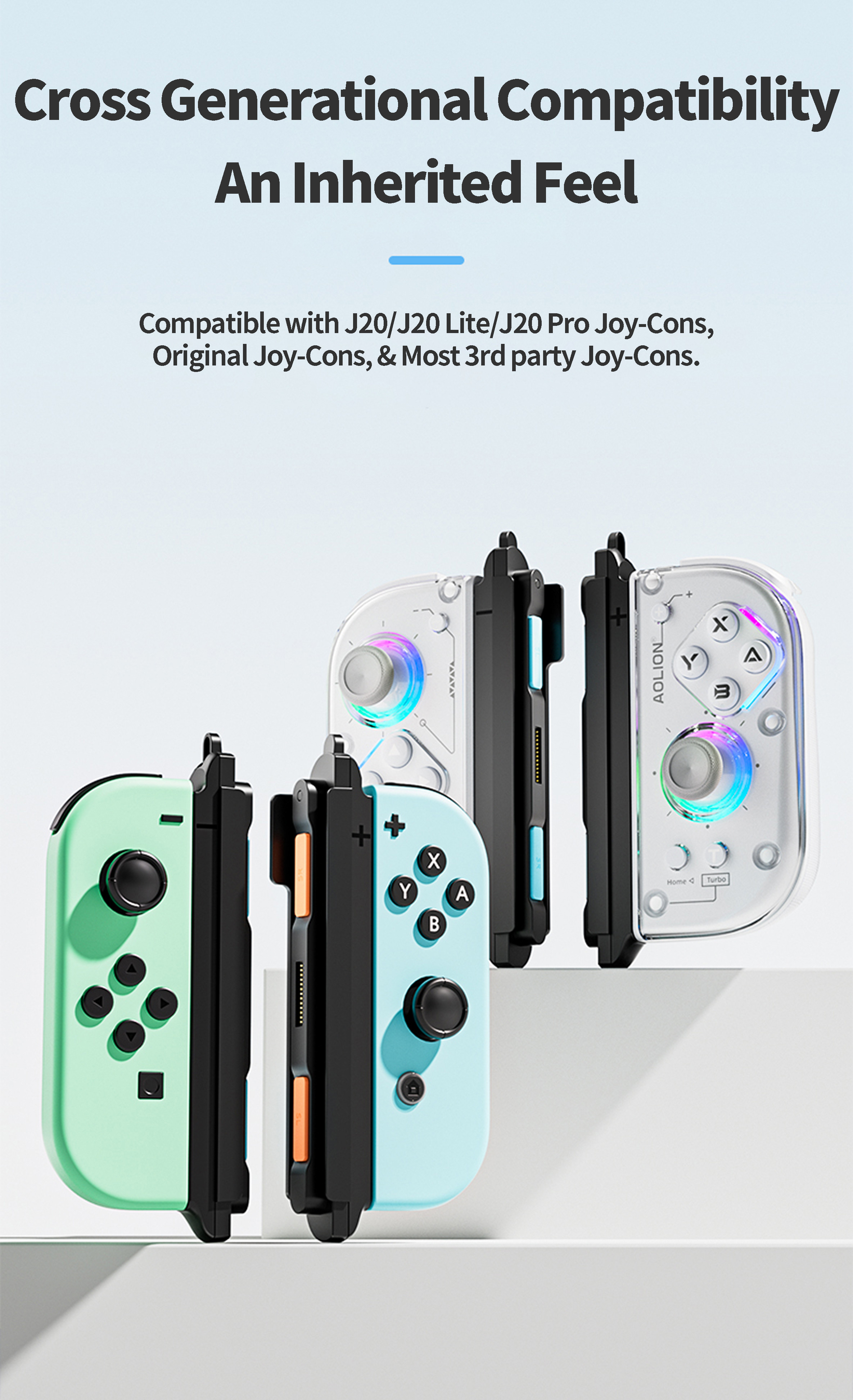 อะแดปเตอร์แม่เหล็ก Aolion ที่จับแยกชาร์จแบบแปลงสําหรับ Nintendo Switch 2/Joycon J20 Controller