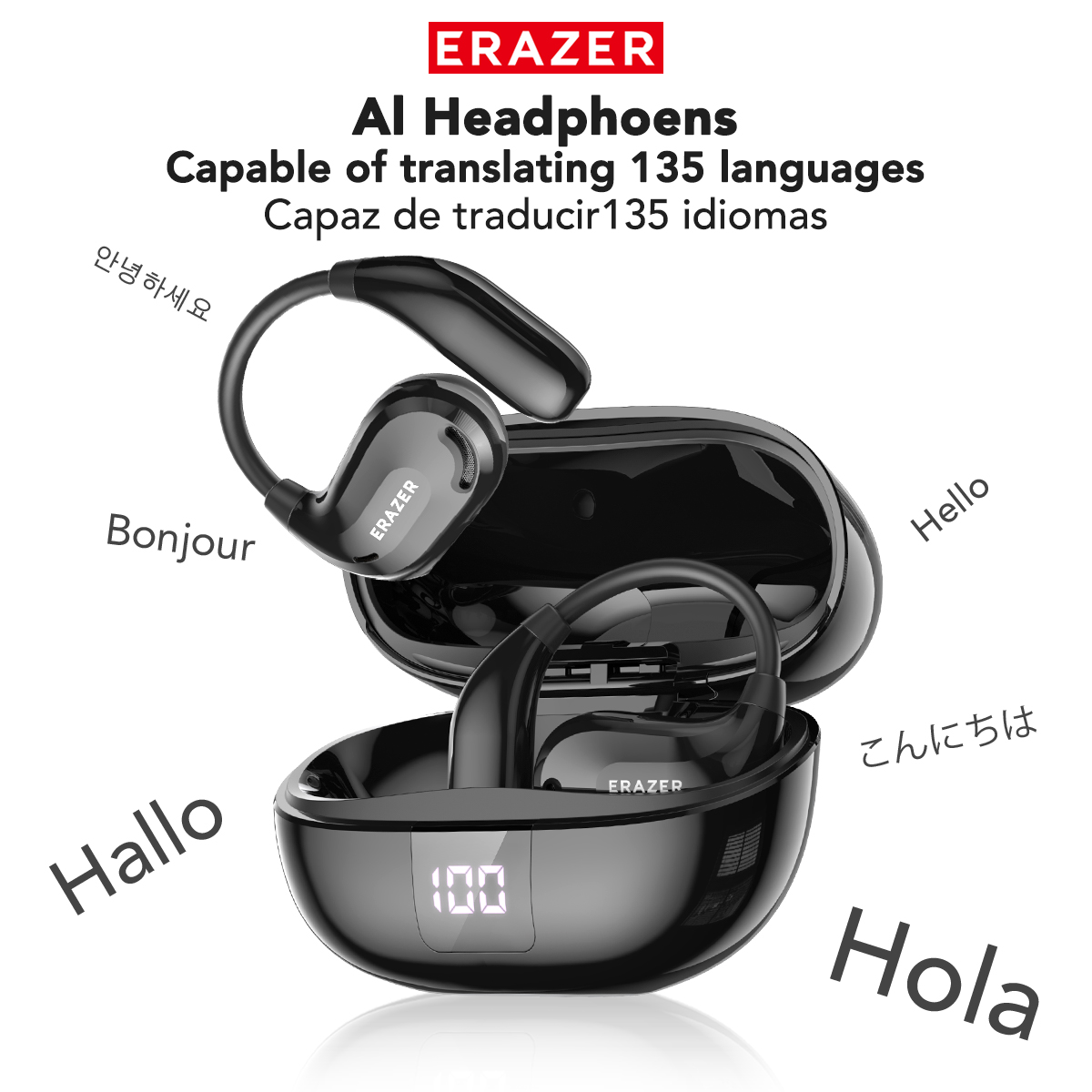 หูฟังเอียร์บัดอัจฉริยะ Erazer XT66 PRO AI รองรับการแปลแบบเรียลไทม์ ดนตรีเสียงความละเอียดสูง Bluetoot