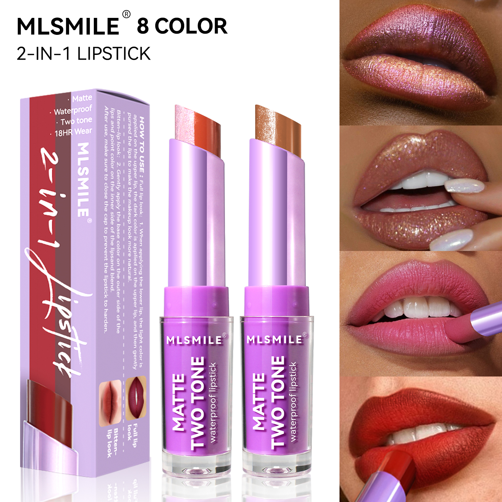 ลิปสติกแบบ Dual-Tone Pearl Lip Liner Natural Matte Ombre ให้ความชุ่มชื้นยาวนาน
