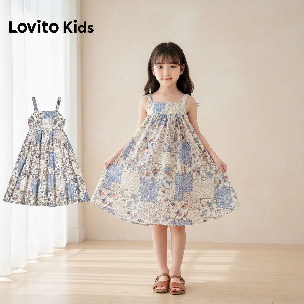 Lovito Kids ชุดเดรสโบฮีเมียน สําหรับเด็กผู้หญิง ฤดูใบไม้ผลิ ฤดูร้อน L168LD187