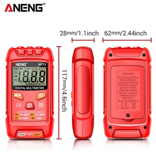 หนึ่งชุด ANENG M113 มัลติมิเตอร์ขนาดเล็กแบบพกพา, 1999 นับเครื่องทดสอบแรงดันไฟฟ้า AC/DC พร้อม CAT II 600V ความปลอดภัยการรับและการตรวจจับ NCV
