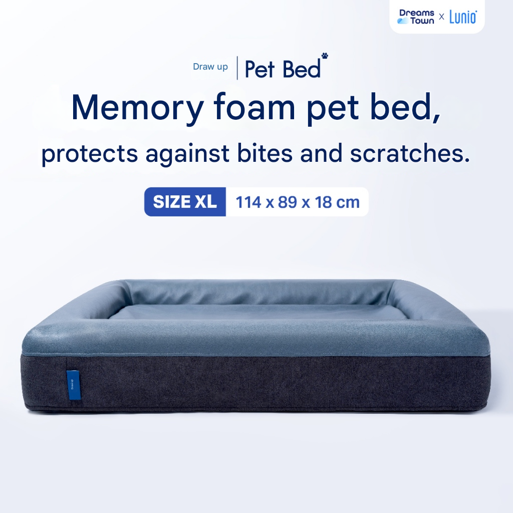 Lunio ที่นอนสัตว์เลี้ยง Memory Foam พร้อมฝาปิดล้างทําความสะอาดได้แบบถอดได้สําหรับสุนัขแมว