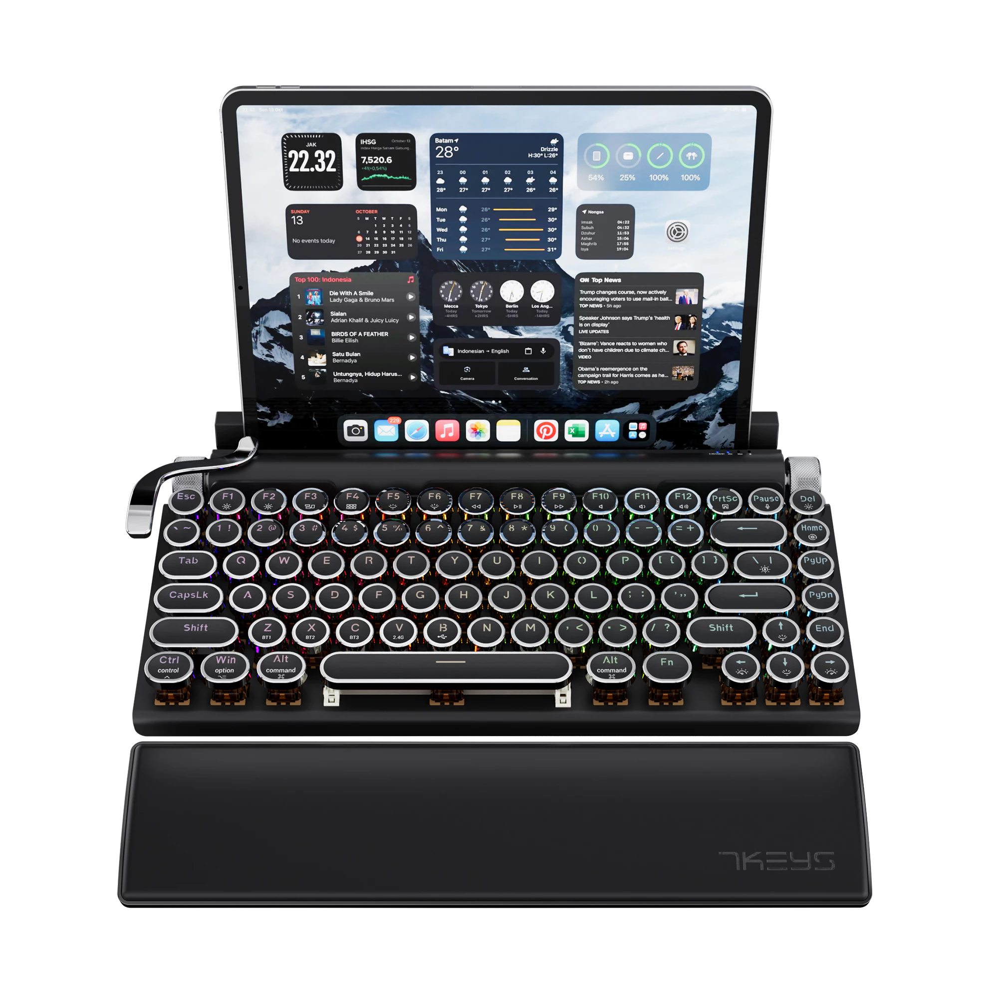 คีย์บอร์ดกลไกไร้สาย 7KEYS TW1867 Retro Typewriter RGB
