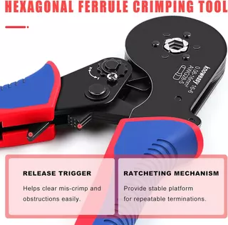 One PC หกเหลี่ยม Ferrule Crimping Tool HSC8 16-6 สําหรับ 28-5 AWG / 0.5-16mm2 สายแขนปลาย