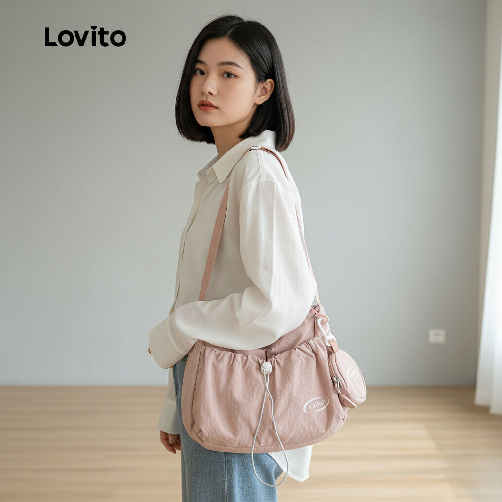 Lovito กระเป๋าถือผู้หญิง ทรงโท้ต มีหลายช่อง ใช้งานสบาย LFA104020