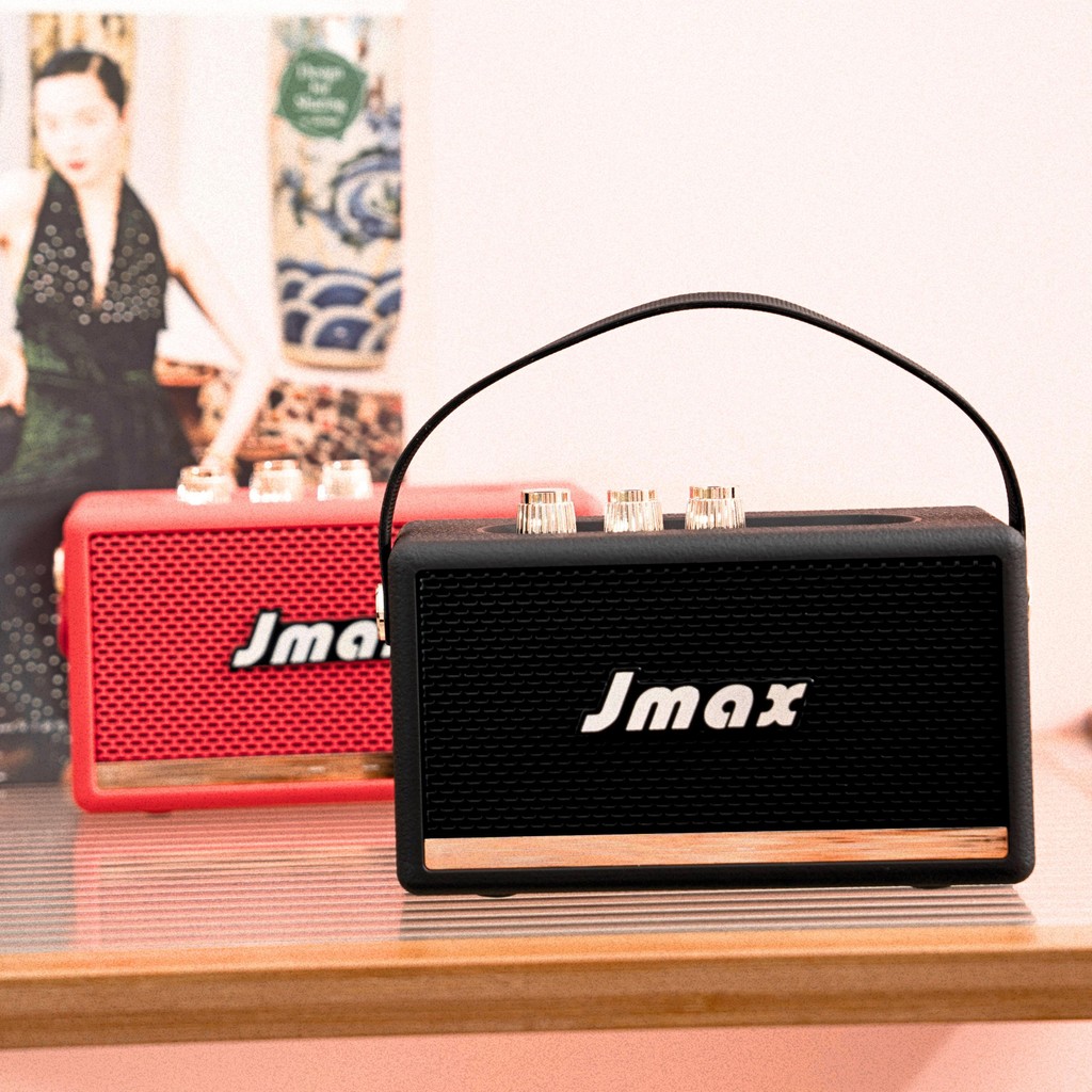 JMAX ลำโพงบลูทูธ รุ่น JM-4D ลำโพงไร้สาย พร้อมสายหิ้ว สีดำ / แดง