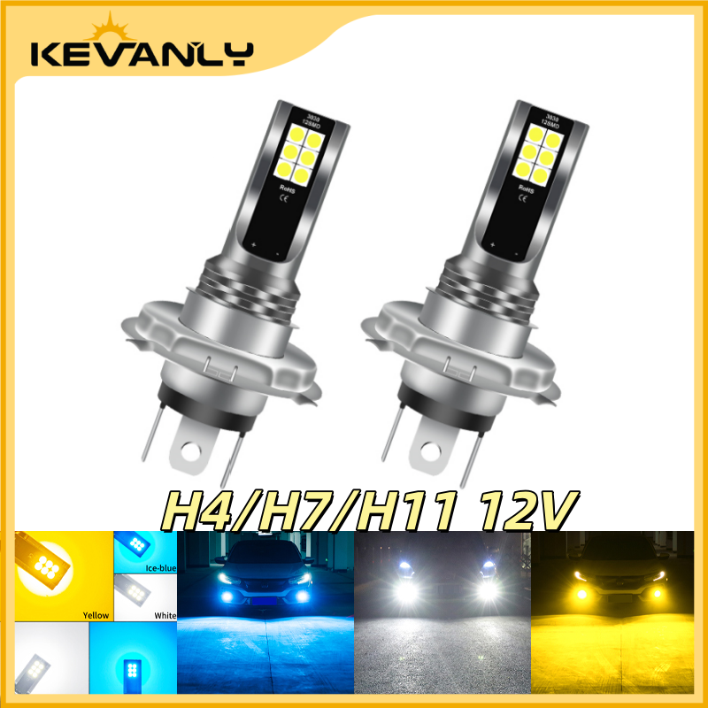 KEVANLY 1ชิ้น ไฟตัดหมอกรถยนต์ H11 หลอดไฟ LED H7 9005 HB3 9006 H8 H16 PSX24W PSX26W P13W สีขาว เหลือง