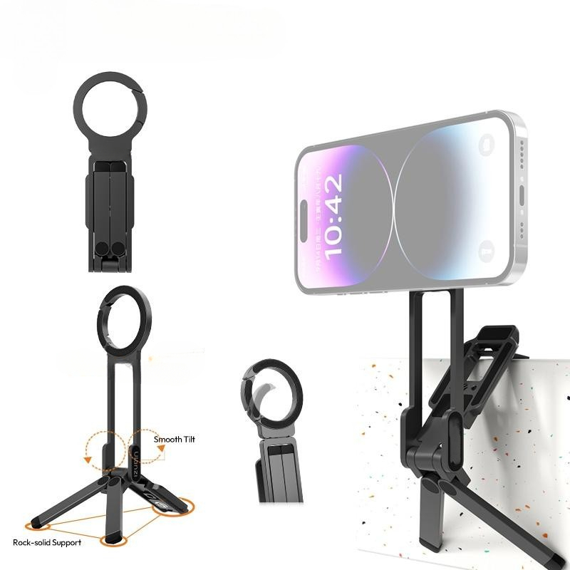 Magnetic Carabiner Selfie Stick ขาตั้งกล้อง 2026 แบบพกพาขาตั้งโทรศัพท์ Desktop Mount สําหรับ iPhone Android Holiday Travel