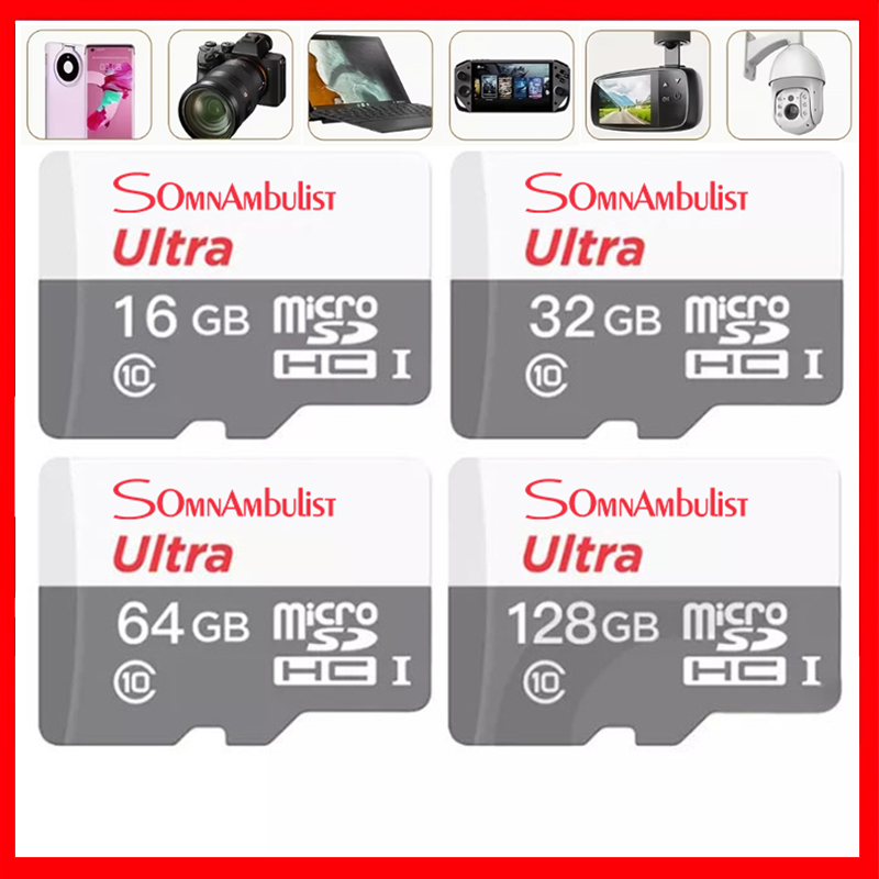 Smnambulist 128GB การ์ดหน่วยความจํา 4K HD Storage Class 10 Micro TF SD การ์ดการถ่ายโอนความเร็วสูงสําหรับโทรศัพท์/แท็บเล็ต/กล้อง/อุปกรณ์ตรวจสอบ