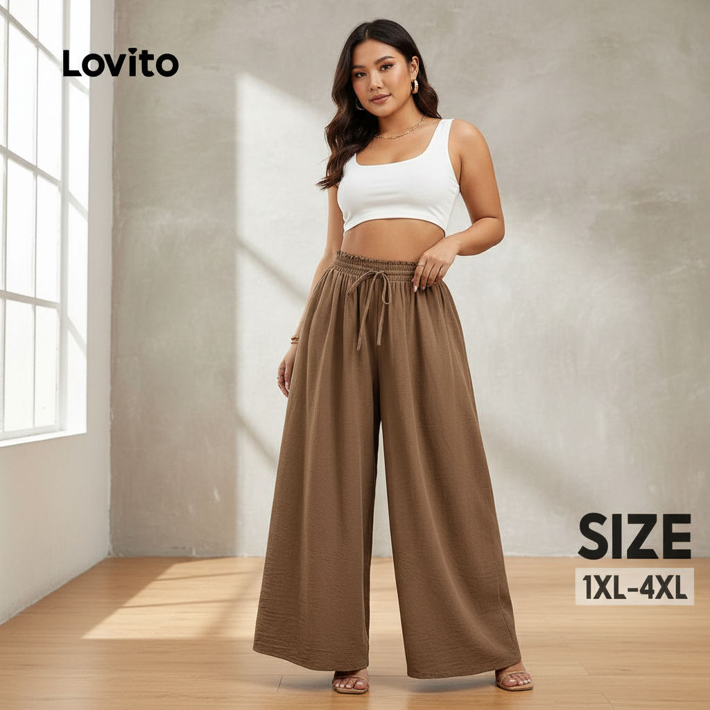 กางเกงผู้หญิงผ้าลูกไม้เปิดกระเป๋า สีน้ําตาล เหมาะกับฤดูใบไม้ผลิและฤดูร้อน LBR25LD182