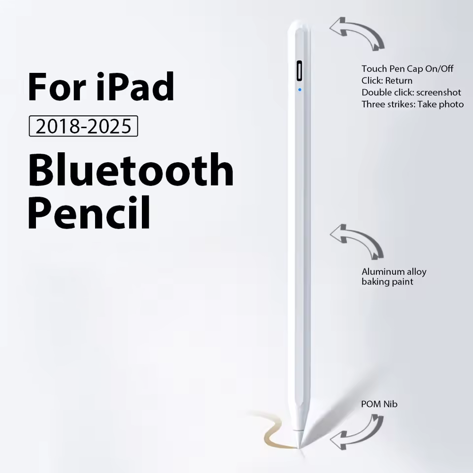 ปากกาสไตลัสสําหรับ Apple Pencil รุ่น 2026 รองรับ iPad Air 11/13 นิ้ว ชิป M2/M3, Pro 13 นิ้ว, iPad Gen 5/6/7/8/9/10/11, Air 4, Air 5 พร้อมฟังก์ชันกันฝ่ามือ
