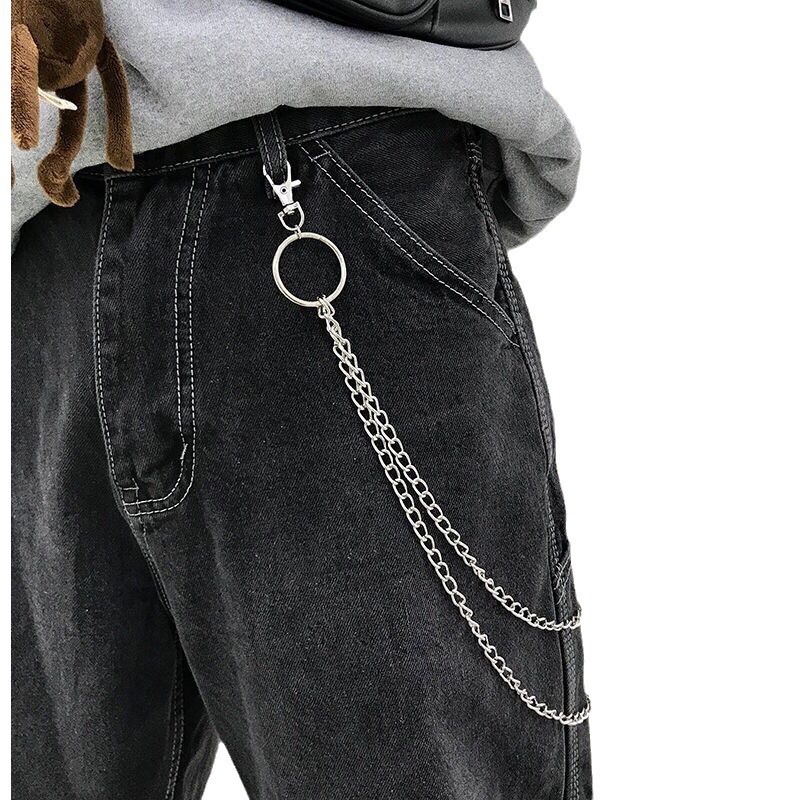Rock Punk โลหะเอวโซ่เข็มขัดกระเป๋าสตางค์ Key Hook เครื่องประดับ Hip Hop Unisex