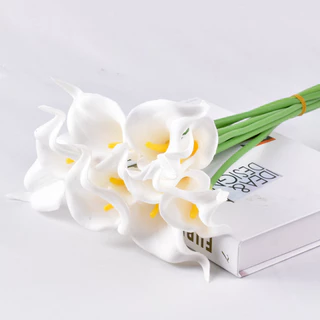 ดอก Calla ลิลลี่เทียม 10 ก้าน ดอกยางสมจริง เหมาะแต่งบ้านและงานอีเวนต์