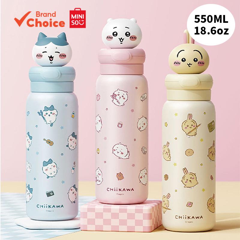 MINISO  ซีรีส์ Chiikawa - ขวดฉนวนพร้อมลวดลายสุดน่ารัก ป้องกันการรั่วซึมสามมิติ ตัวละคร Hachiware / Usagi / Chiikawa ขนาด 25 ซม. × 7.2 ซม. × 7.2 ซม.