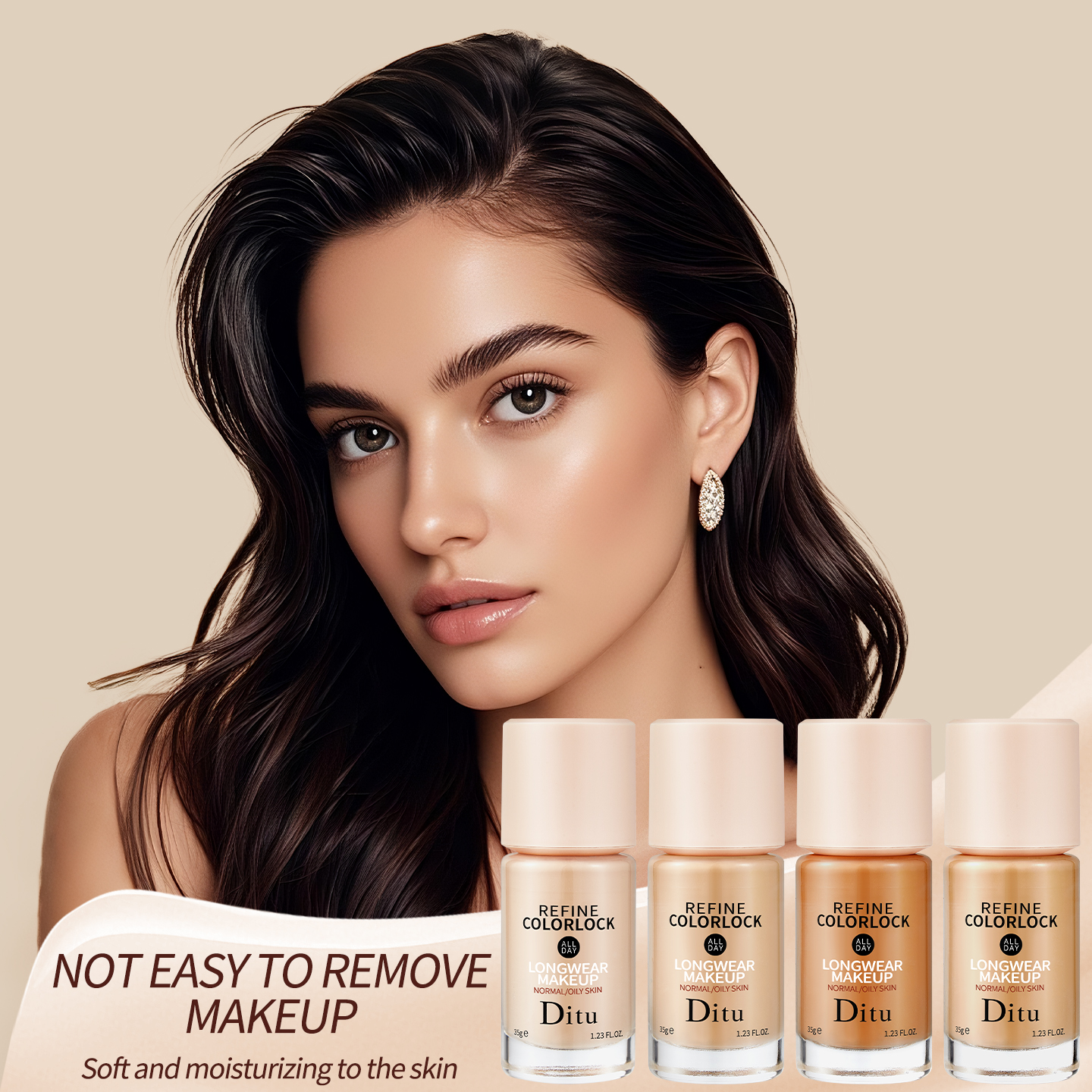 รองพื้น Ditu Refine Colorlock Longwear 35 กรัม ควบคุมความมัน กันน้ํา เหมาะสําหรับผิวธรรมดาถึงผิวมัน