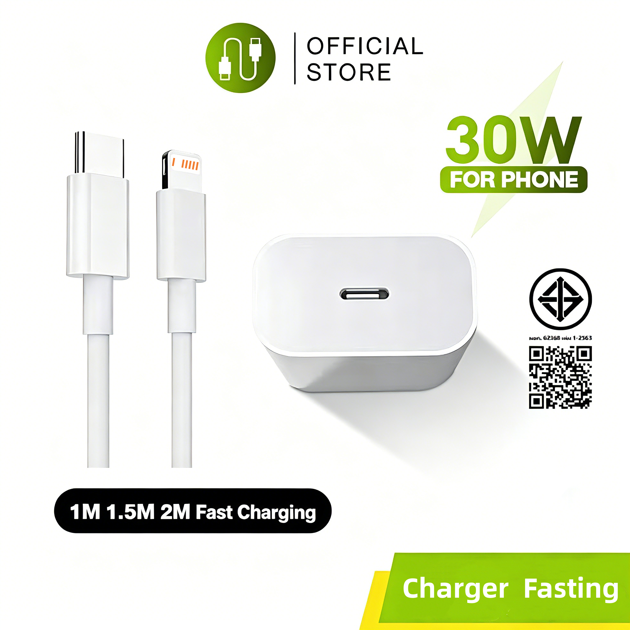 ชุดชาร์จเร็ว PD 20W 30W พร้อมสายชาร์จ USB-C สําหรับ iPhone Samsung