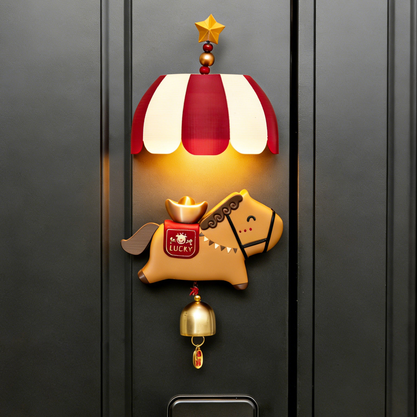 Magnetic Horse Wind Chime Doorbell แม่เหล็กติดตู้เย็น Dopamine Decor ของขวัญรับปริญญารายการสุดท้าย Mothers Day Hari Raya Shop เครื่องประดับบ้าน 1 ชิ้น