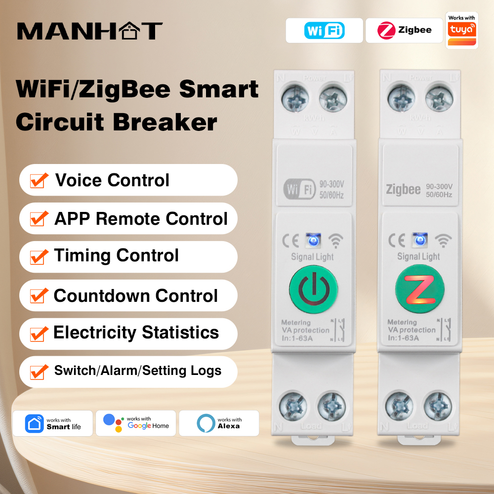 สําหรับ TUYA 63A WiFi/Zigbee MCB Smart Circuit Breaker Over Current ภายใต้แรงดันไฟฟ้าป้องกัน Power Metering – โปรปัง