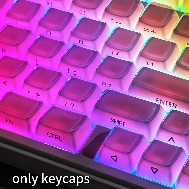 Jelly Pink Side Print Pbt Keycaps 130 Keys Mda สําหรับคีย์บอร์ด Diy