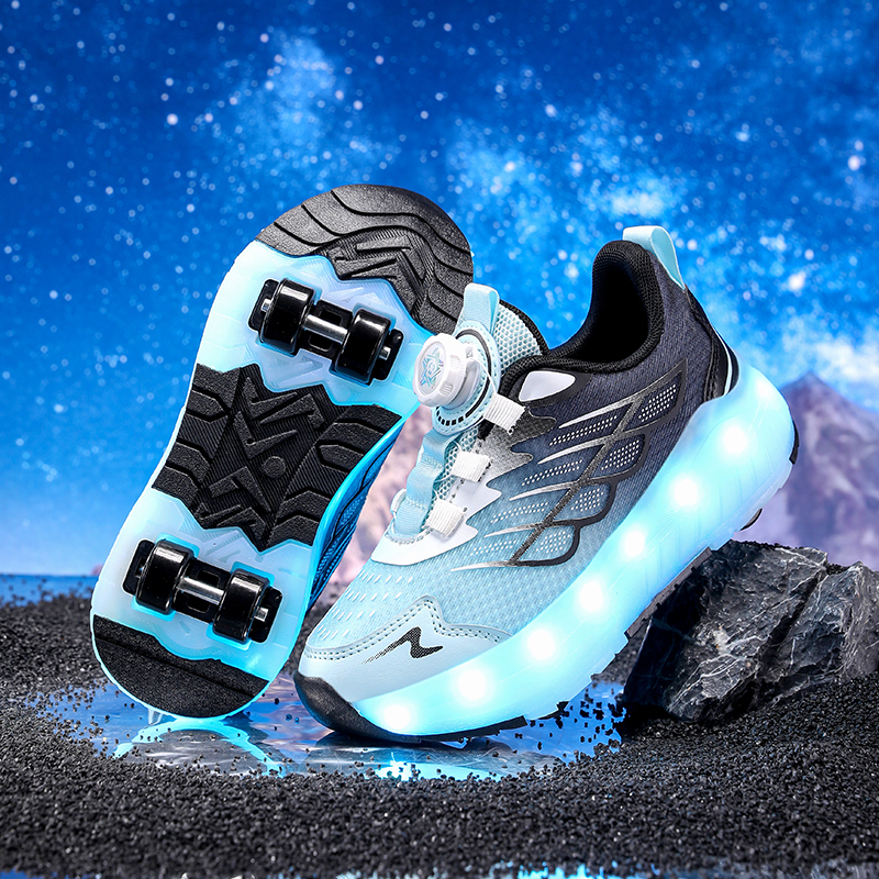 Youth Kids Heelys Roller Shoes, แฟชั่นอินเทรนด์ Street Cool Usb รองเท้ามีไฟ Led แบบชาร์จไฟได้, ของขว