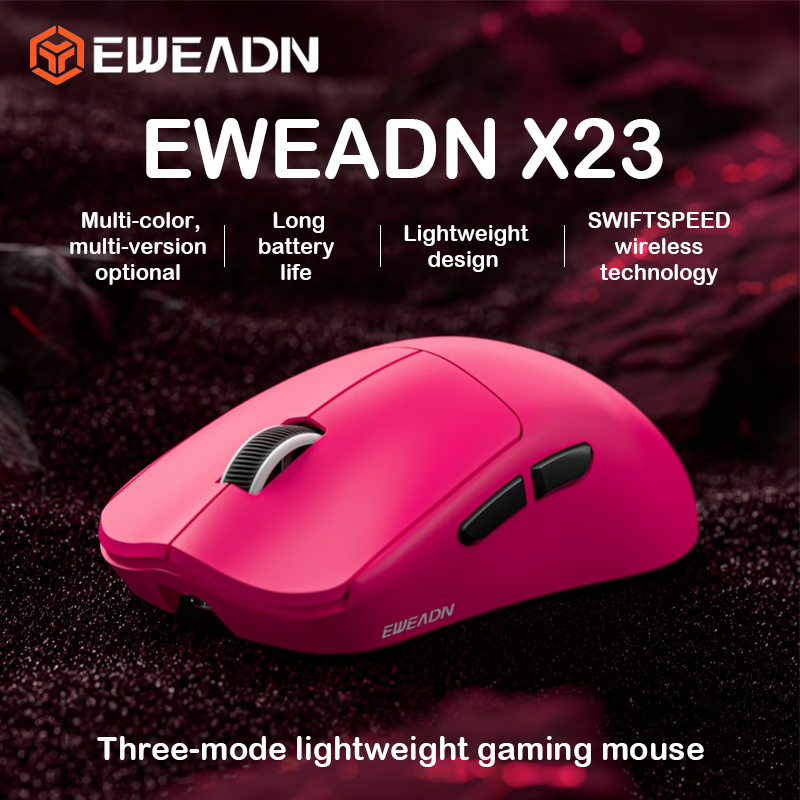 เมาส์ไร้สายแบบ 3 โหมด EWEADN X23Pro บลูทูธ/2.4G/USB-C เซนเซอร์ PAW3311 แบตเตอรี่ 800mAh 2600DPI คลิก