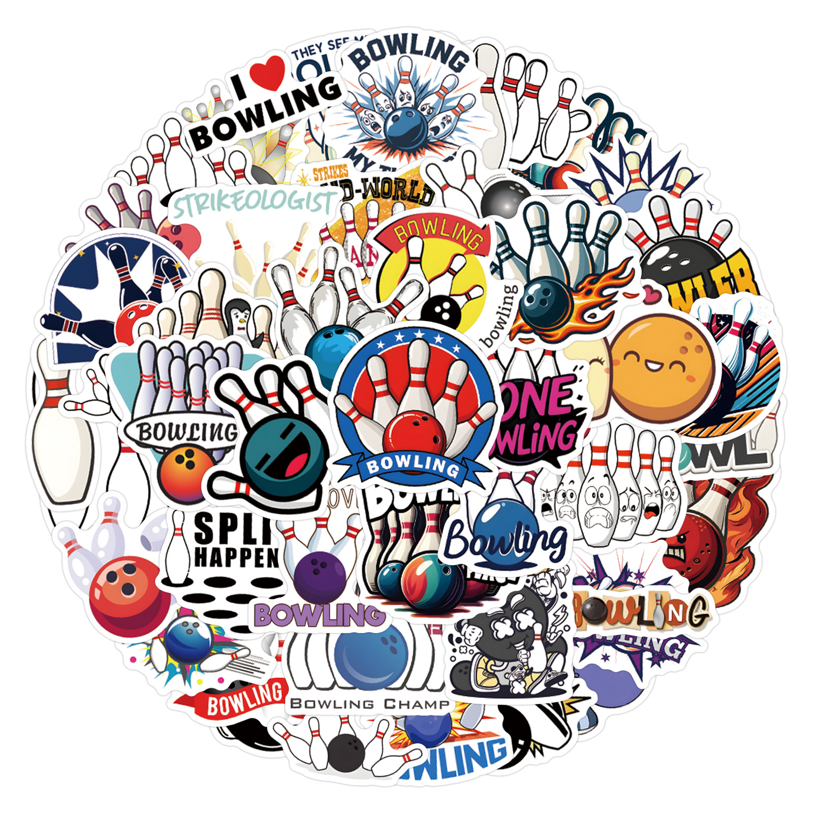 Retro Bowling Y2K 275 ชิ้นสติกเกอร์, Anime-Inspired Aesthetic Art, 80s การ์ตูน, Party & กระเป๋าเดินท