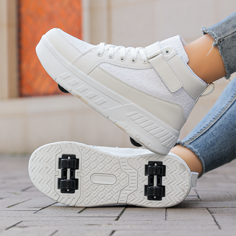 YAO SF Youth Boys Girls Quad Heelys Outdoor Street Cool Skates อินไลน์สเก็ต Golden Sports Shoes