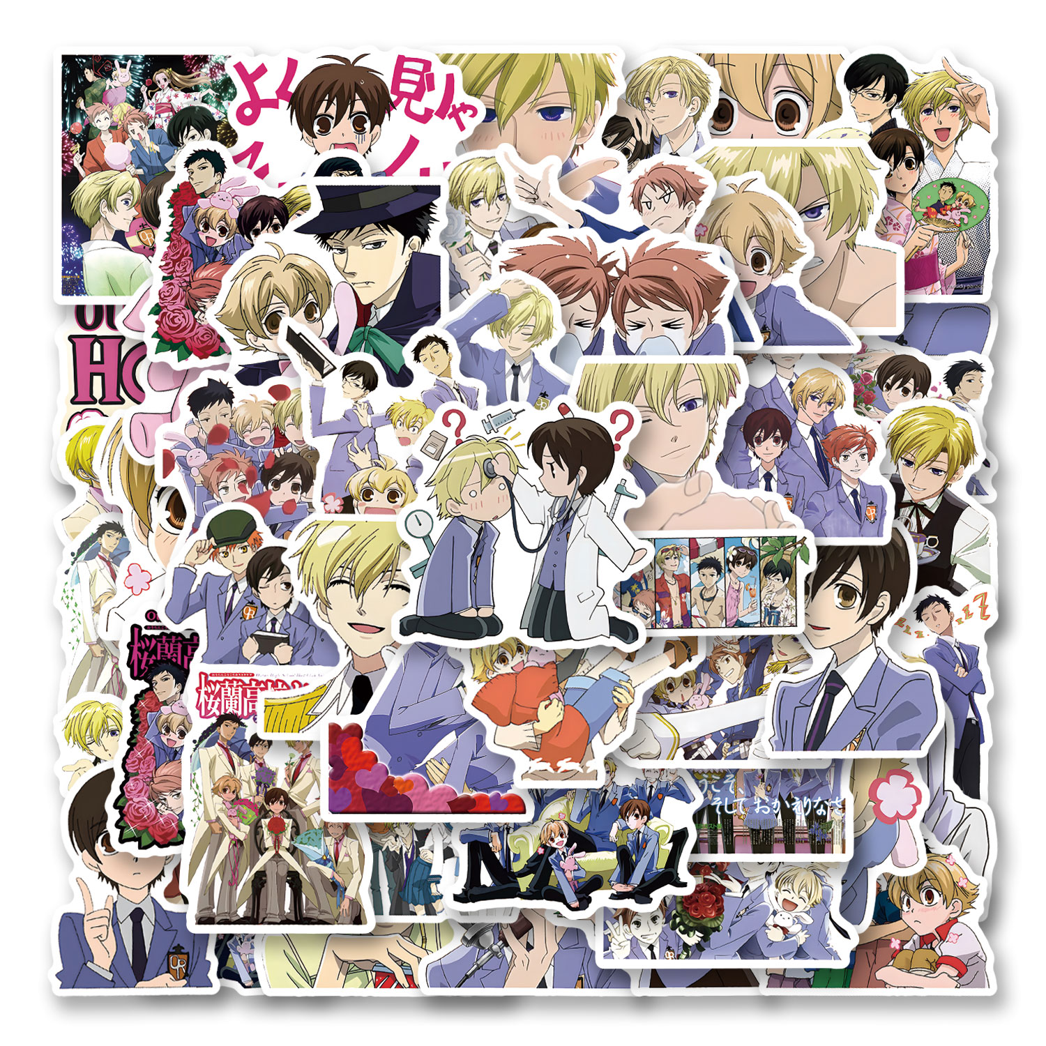 Ouran High School Host Club 250pcs Retro Y2K ความงามอะนิเมะสติกเกอร์, 80s Art Deco ตลกการ์ด,อีสเตอร์ Party Decor สําหรับกระเป๋าเดินทางและ DIY กระเป๋าเดินทางของขวัญ