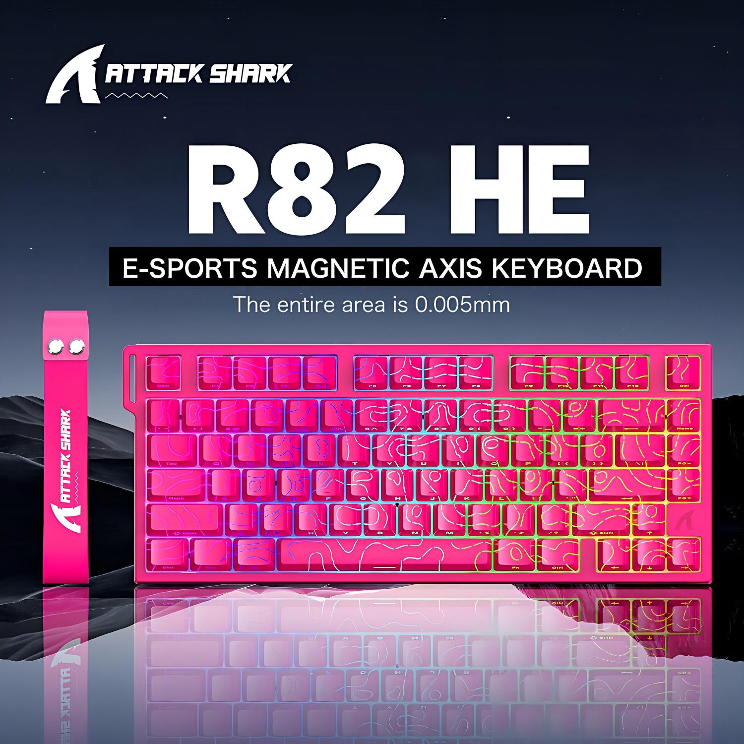 Attack Shark R82He คีย์บอร์ดแม่เหล็กแบบมีสาย 8Khz 75 เปอร์เซ็นต์ Rgb Pbt สําหรับเล่นเกม