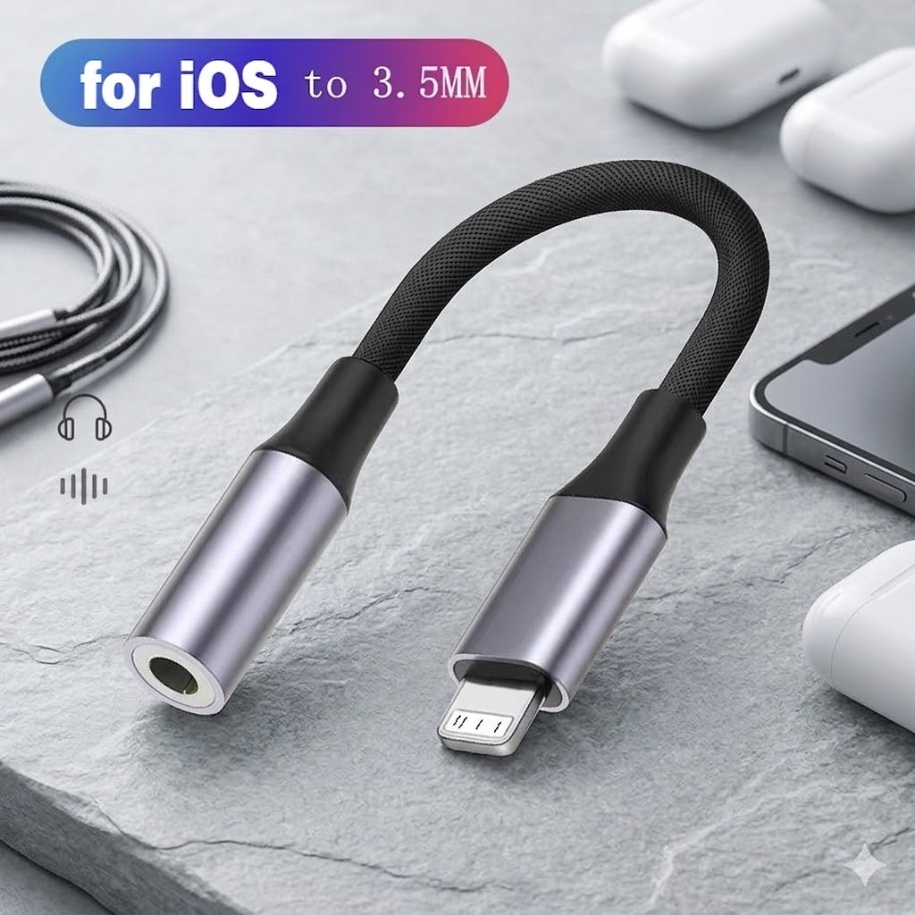 อะแดปเตอร์แจ็คหูฟังเสียง Lightning เป็น 3.5 มม. สําหรับ iPhone