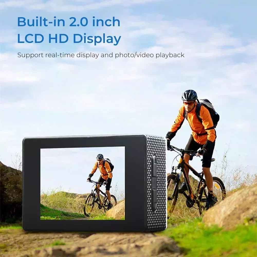 กล้องแอคชั่นแคมเมรากันน้ำ Full HD 1080P จอ 2.0 พร้อมชุดอุปกรณ์เสริม thumbnail 4
