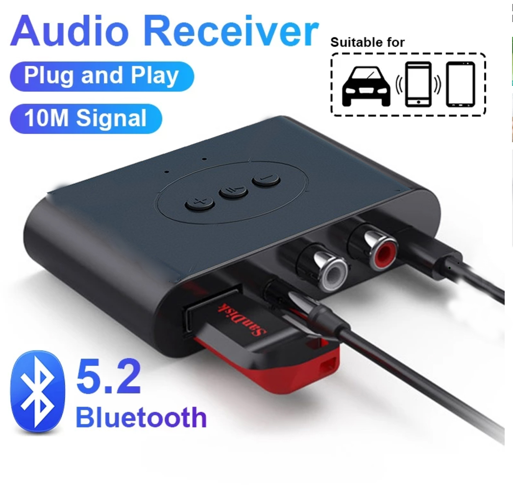บลูทูธ 5.0 Audio NFC Receiver 3.5 มม.Aux RCA USB สเตอริโออะแดปเตอร์เพลงพร้อมไมโครโฟนรถชุดลําโพง