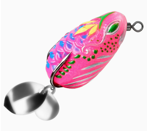 เหยื่อกบยางสําหรับตกปลาทะเลพร้อมปินเนอร์ใบวิลโลว์เสียงดัง Thumping Sound Topwater เหยื่อ