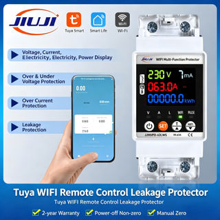 สมาร์ทสวิตช์สําหรับ Tuya Energy Meter 63A Circuit Breaker Timer พร้อมแรงดันไฟฟ้าป้องกันการรั่วไหลปลั๊ก wifi ซ็อกเก็ตสวิตช์ไฟรีโมทคอนโทรล