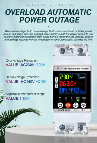สมาร์ทสวิทช์สําหรับ Tuya MCB รีโมทเปิดปิด 63A Circuit Breaker จับเวลาป้องกันการรั่วไหล Wifi Timer แรงดันไฟฟ้า Protector พร้อม Power On Delay