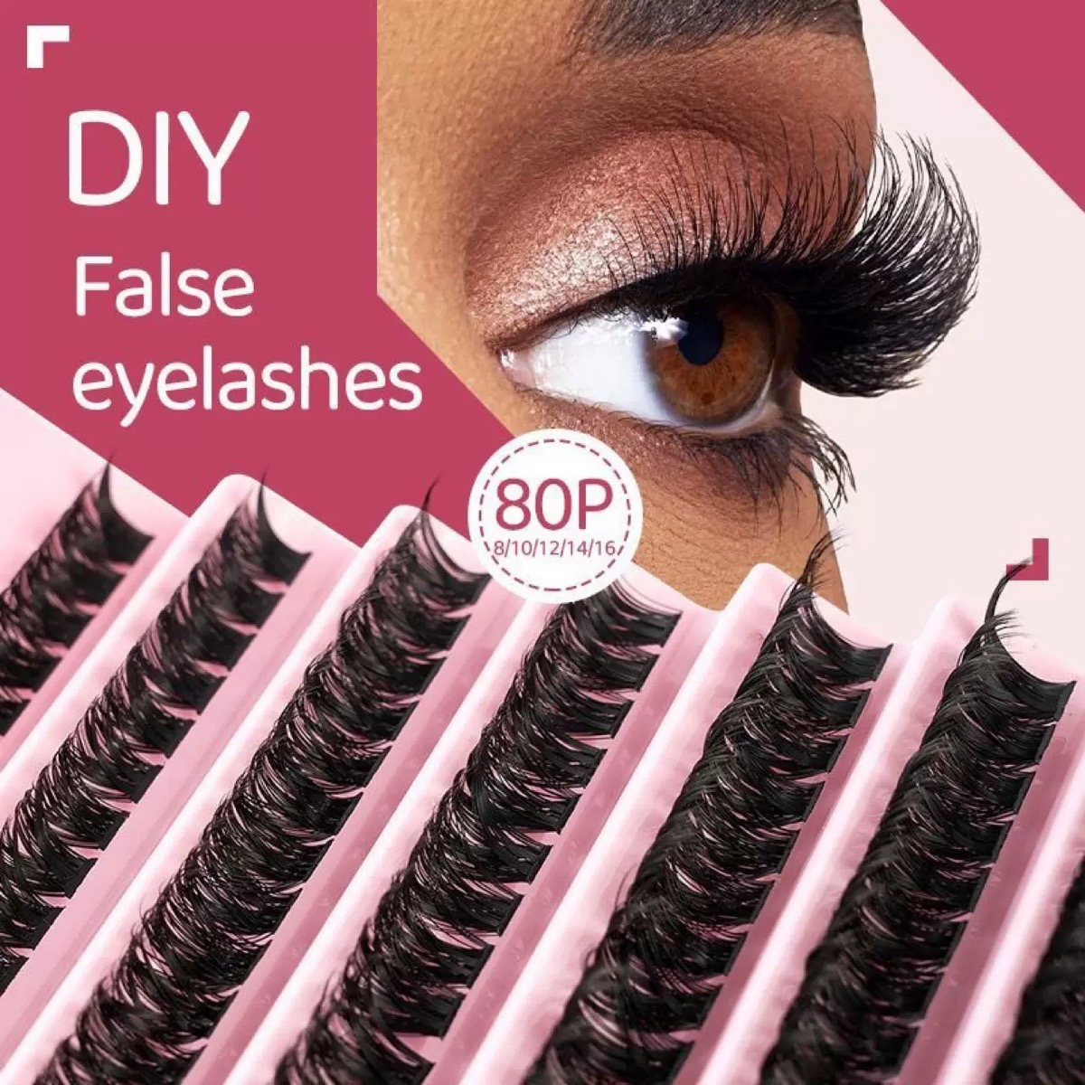 Professional 80D D-Curl Volume Eyelash Clusters Kit 8-16 มม.สําหรับ 3D Wispy DIY Extensions