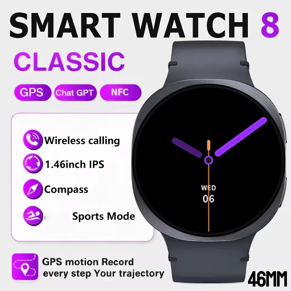 สมาร์ทวอทช์ HD8 mini 2026 สําหรับผู้ชายและผู้หญิง ใช้ได้ทั้ง Android และ iOS กันน้ํา โหมดกีฬาหลายรายการ มีแชท AI-GPT โทรผ่าน BT รุ่นใหม่