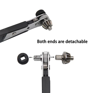 One ชุด 2-In-1 Dual Way Ratchet ประแจ, Multifunctional Drill Chuck Ratchet ไขควงสีดําสําหรับ Fastening Tasks