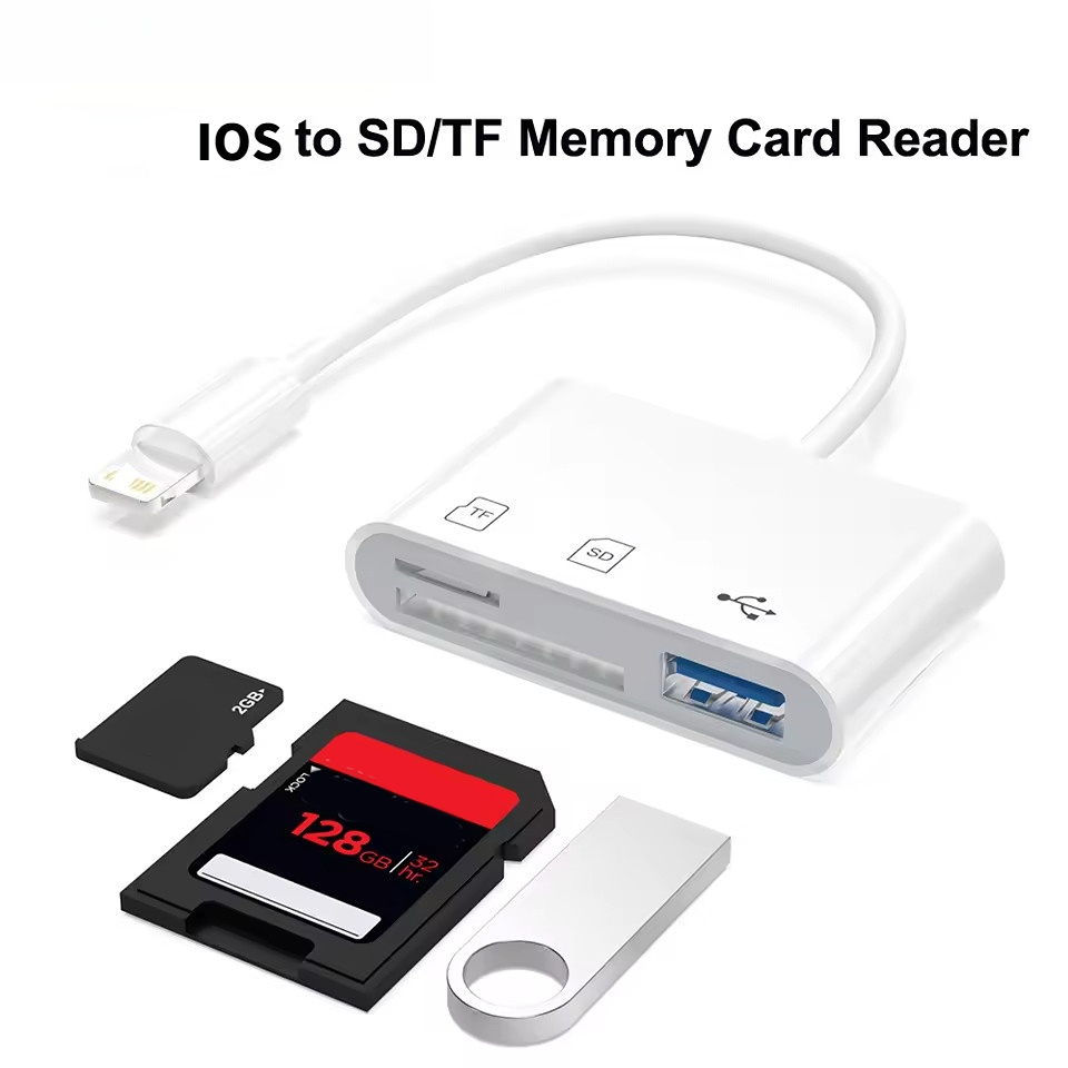 อะแดปเตอร์การ์ดหน่วยความจํา TF SD สําหรับ iPhone แบบออลอินวัน 2.0 OTG USB เชื่อมต่อกับ iPad