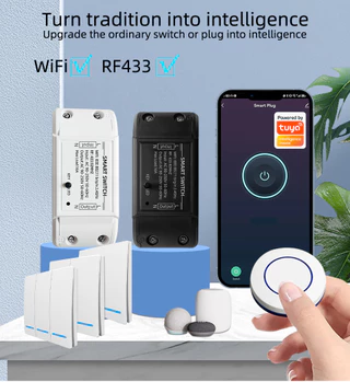 สําหรับ Tuya WiFi RF433 สมาร์ทสวิทช์ 16A รีเลย์สวิทช์ไร้สายสมาร์ทสนับสนุน Life APP ทํางานร่วมกับ Alexa Ewelink สมาร์ทสวิทช์สวิทช์สวิทช์ไร้สายสําหรับ