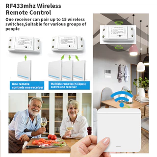 สําหรับ Tuya WiFi RF433 สมาร์ทสวิทช์ 16A รีเลย์สวิทช์ไร้สายสมาร์ทสนับสนุน Life APP ทํางานร่วมกับ Alexa Ewelink สมาร์ทสวิทช์สวิทช์สวิทช์ไร้สายสําหรับ