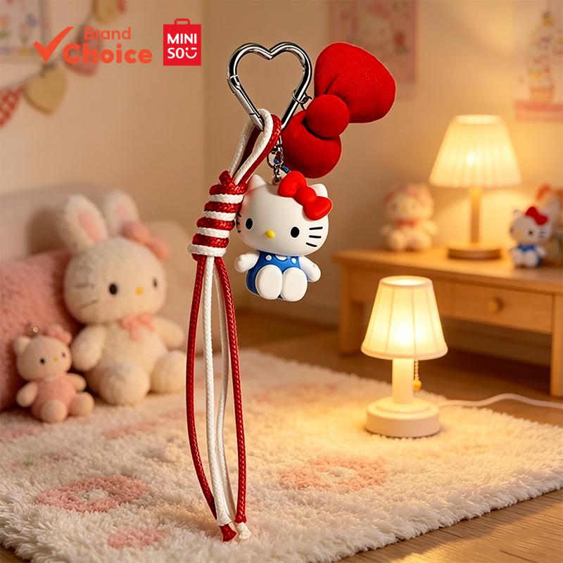 MINISO พวงกุญแจคาแรคเตอร์ซานริโอ้ Hello Kitty สไตล์แม็กซิมอลลิสต์ ดีไซน์โดดเด่น ตกแต่งสวยงาม สุนทรีย์ ขนาด 18×6×4 ซม.