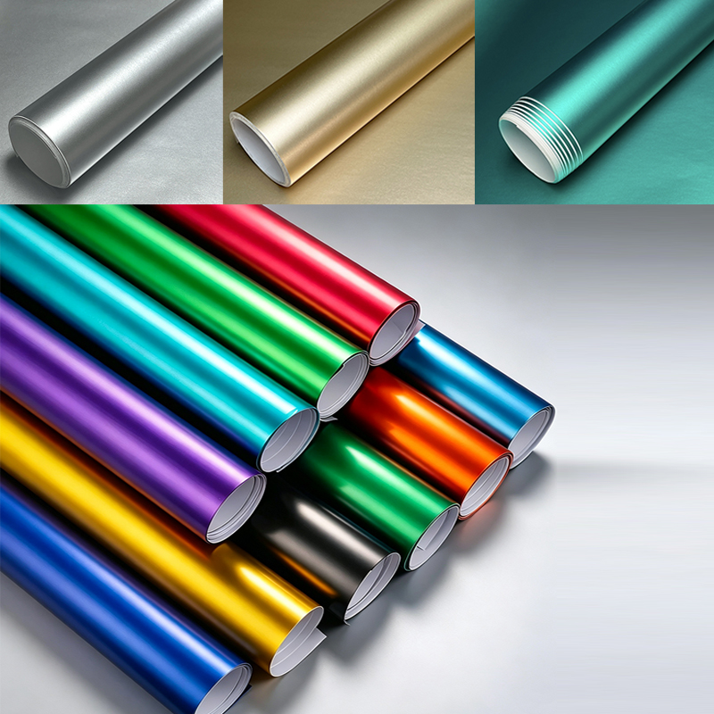 Matte Chrome Metallic Vinyl Wrap Film Self Adhesive ฟอยล์ยานยนต์