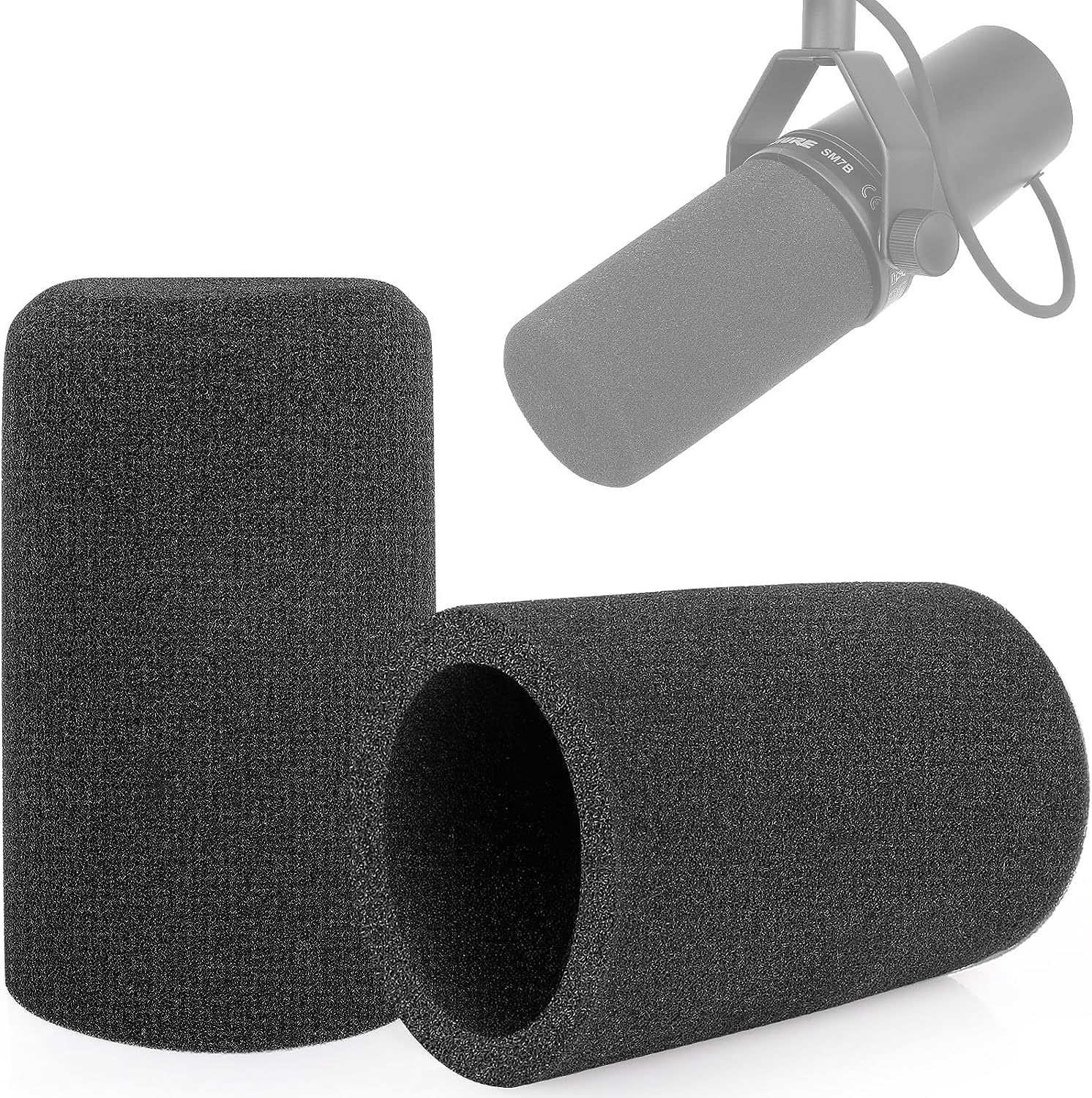 ฝาครอบโฟมกันลมสําหรับ Shure SM7B, ตัวกรองเสียงลมไมโครโฟน, ใช้ได้กับ Shure SM7B, สีดํา