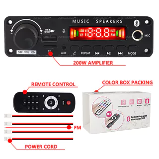 โมดูลเครื่องขยายเสียงบลูทูธ 5.3 50W พร้อมเครื่องเล่น MP3 วิทยุ FM USB TF และการบันทึกไมโครโฟน