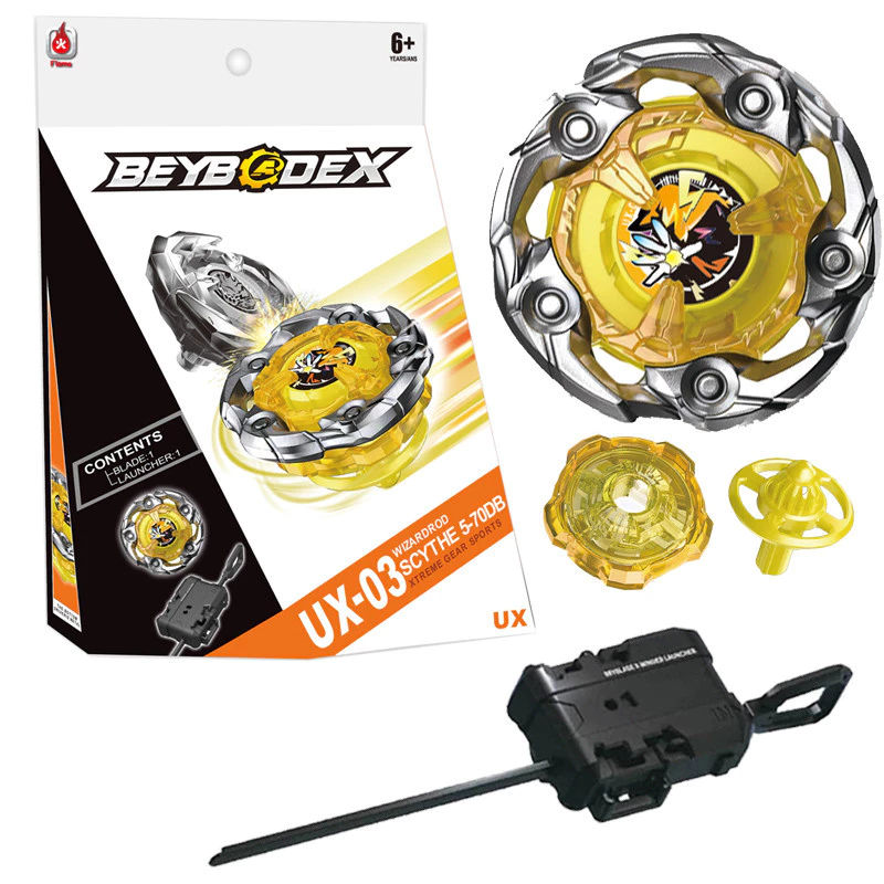 Beyblade X UX-03 Wizard Rod Bey Xtreme พร้อม Launcher LED Grip ชุดโลหะ Spinning Top Battle Gyro Combat ของเล่นเด็กของขวัญวันเกิด Burst