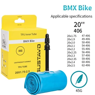 GUSTAVO BMX จักรยานพับ ยางใน TPU 20X0.9-1.5/20X1.75-2.5 (406)/20X0.9-1.5 (451) ความยาววาล์วฝรั่งเศส 45มม. 65มม.